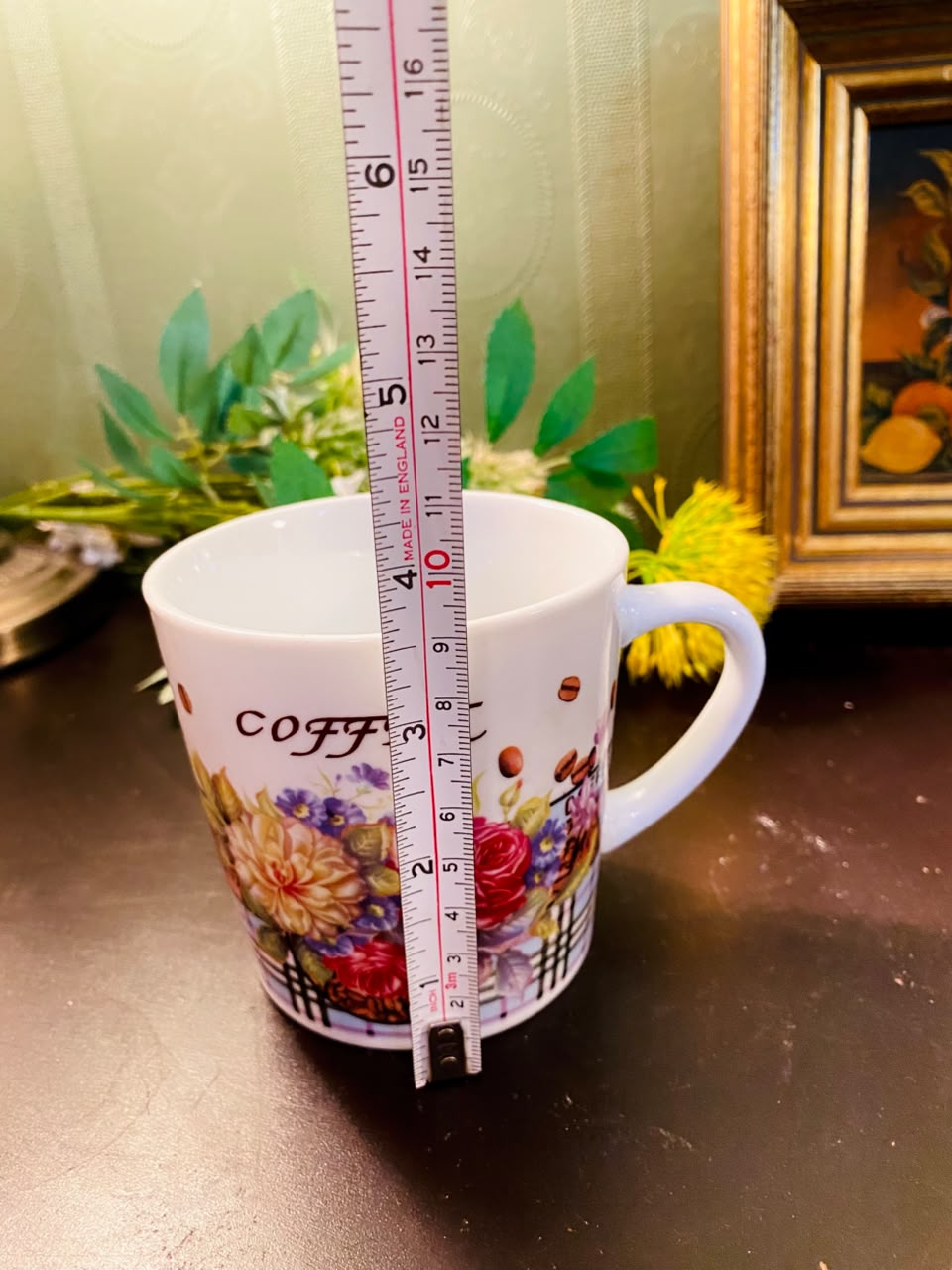 Vintage Floral Coffee Ceramic Mug 4 Inch Rose Design