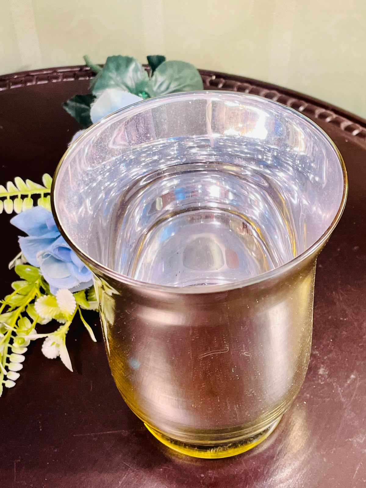 Vintage Amber Crystal candle holder 18cm