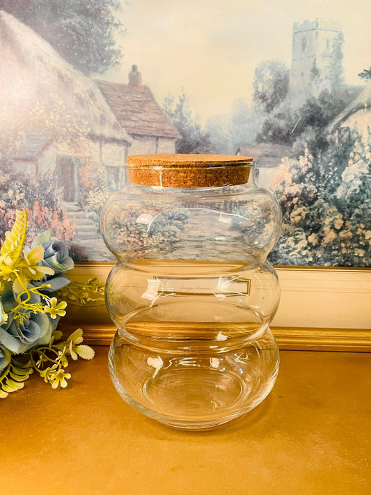 Glass Storage Jar with Cork Lid Vintage Style Kitchen Jar