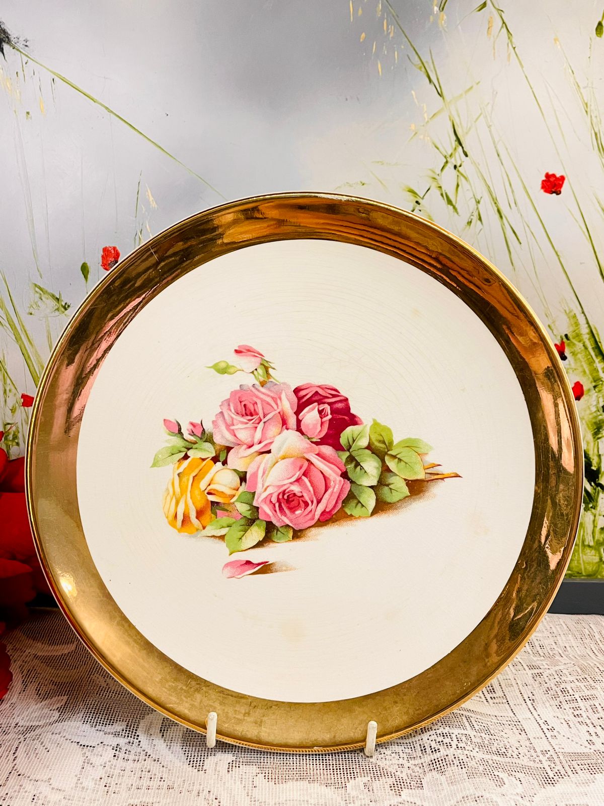 Royal Winton Grimwades Floral Plate Gold Rim 10 Inch