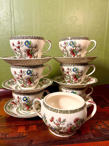 John Bros Indian Tree Fine Bone China Tea Set | 13 Pieces | England