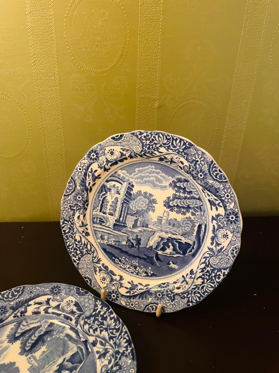 Vintage Copeland Spode Italian Blue Transferware Plates – Set of 2