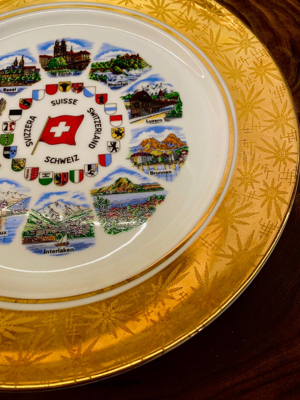 Vintage Switzerland Souvenir Plate Scenic Cities Suisse