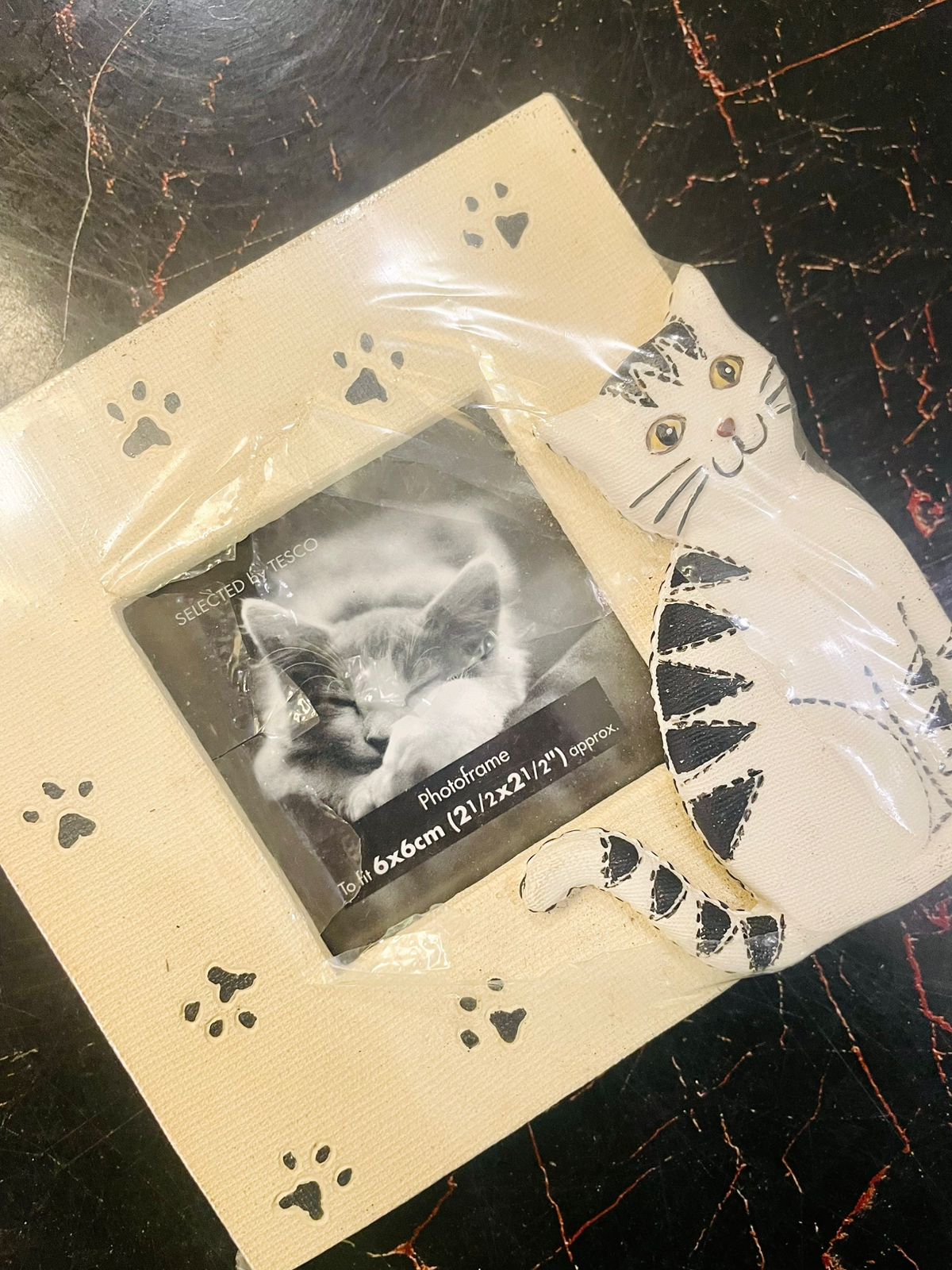 Cat Resin Photo Frame with Paw Print Design