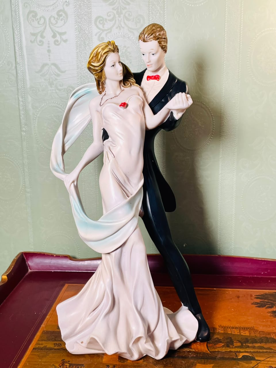 Vintage Elegant Dancing Couple Figurine 14 Inch