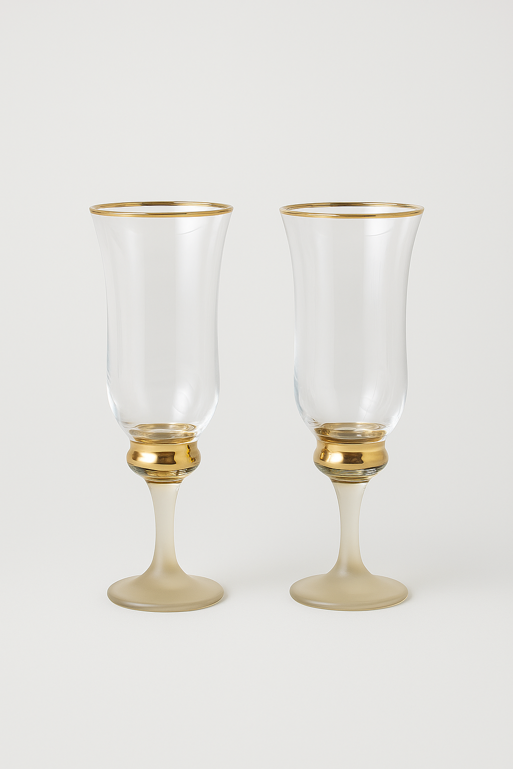 Set of 2 Crystal Gold Goblets – Gold Ball Stem Iced Tea Glasses
