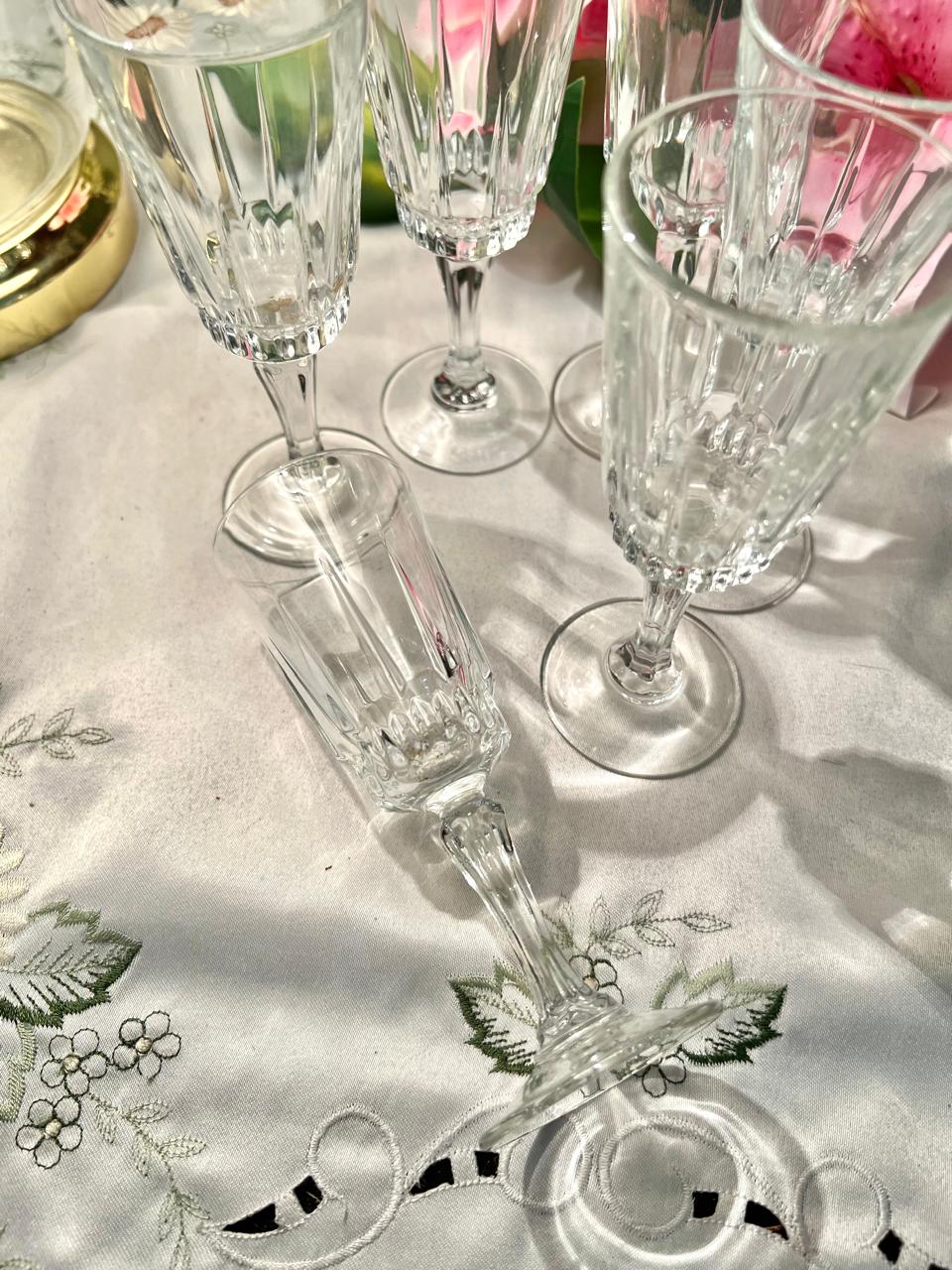 France Cut Crystal Wine Goblets 6" – Set of 6