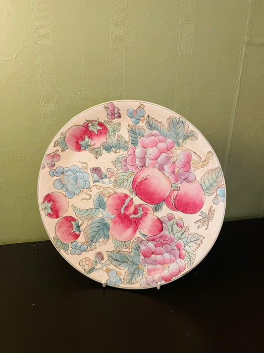 Vintage Chinese Fruit Decorative Plate 10" H.F.P. Macau