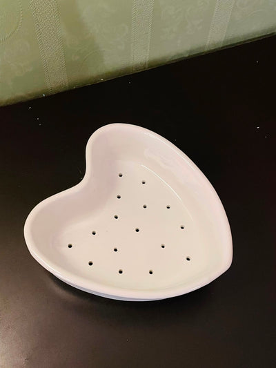 Apilco France White Porcelain Heart Drainer Dish 7 Inch