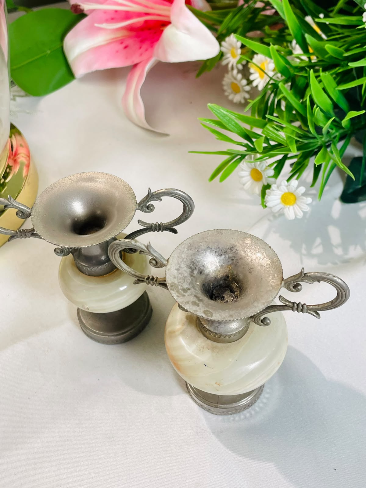 Silver-Tone Miniature Ewer Jugs – 2 Pieces, 9 cm