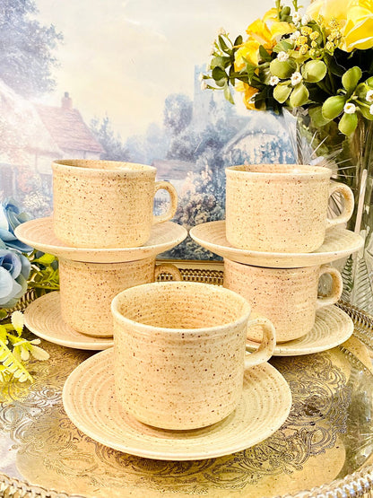Churchill Stonecast Homespun  Cups & Saucers  Set of 4 Vintage