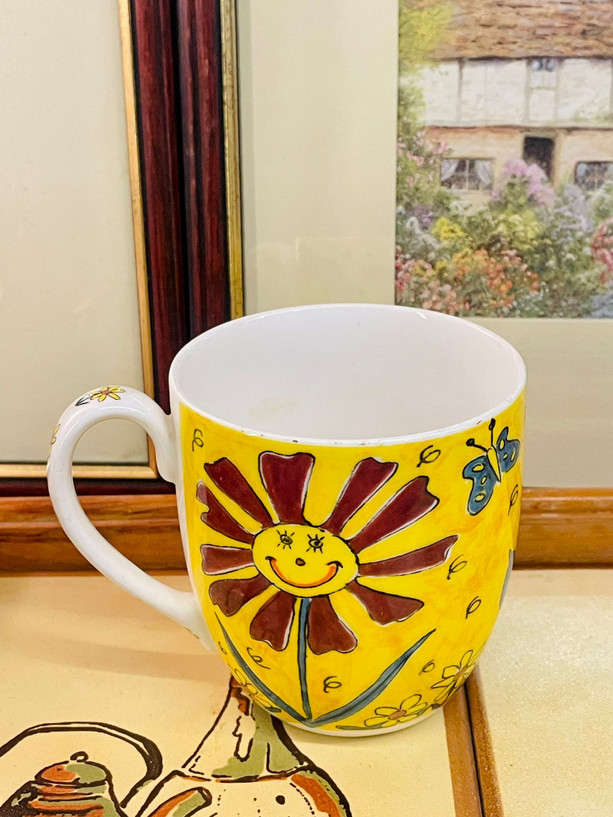 Rose of England Happy Flower Mug – Bone China – Bright Yellow