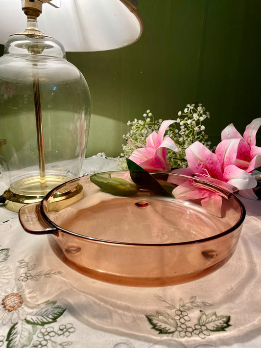 Extra Large France Amber Crystal Oven-Safe Casserole Dish 30 cm