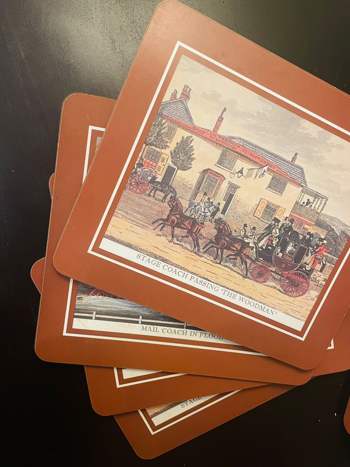 Set of 5 Vintage Mailod Stage Coach Table Mats