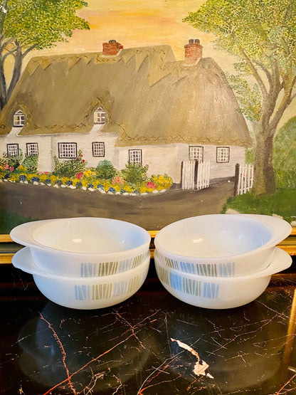 Set of 4 Vintage Opal Glass Deep Bowls – Mid-Century - Oven Safe Deep Bowls