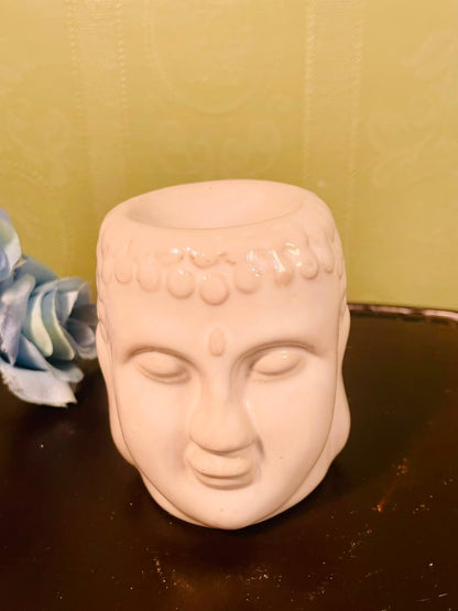 White Ceramic Buddha Head Wax Melt Burner – 5 Inch