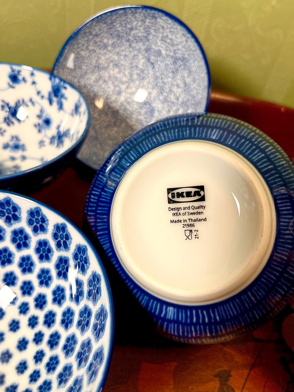 IKEA Blue Pattern Ceramic Bowls 5 Inch | Set of 4 | Sweden Design