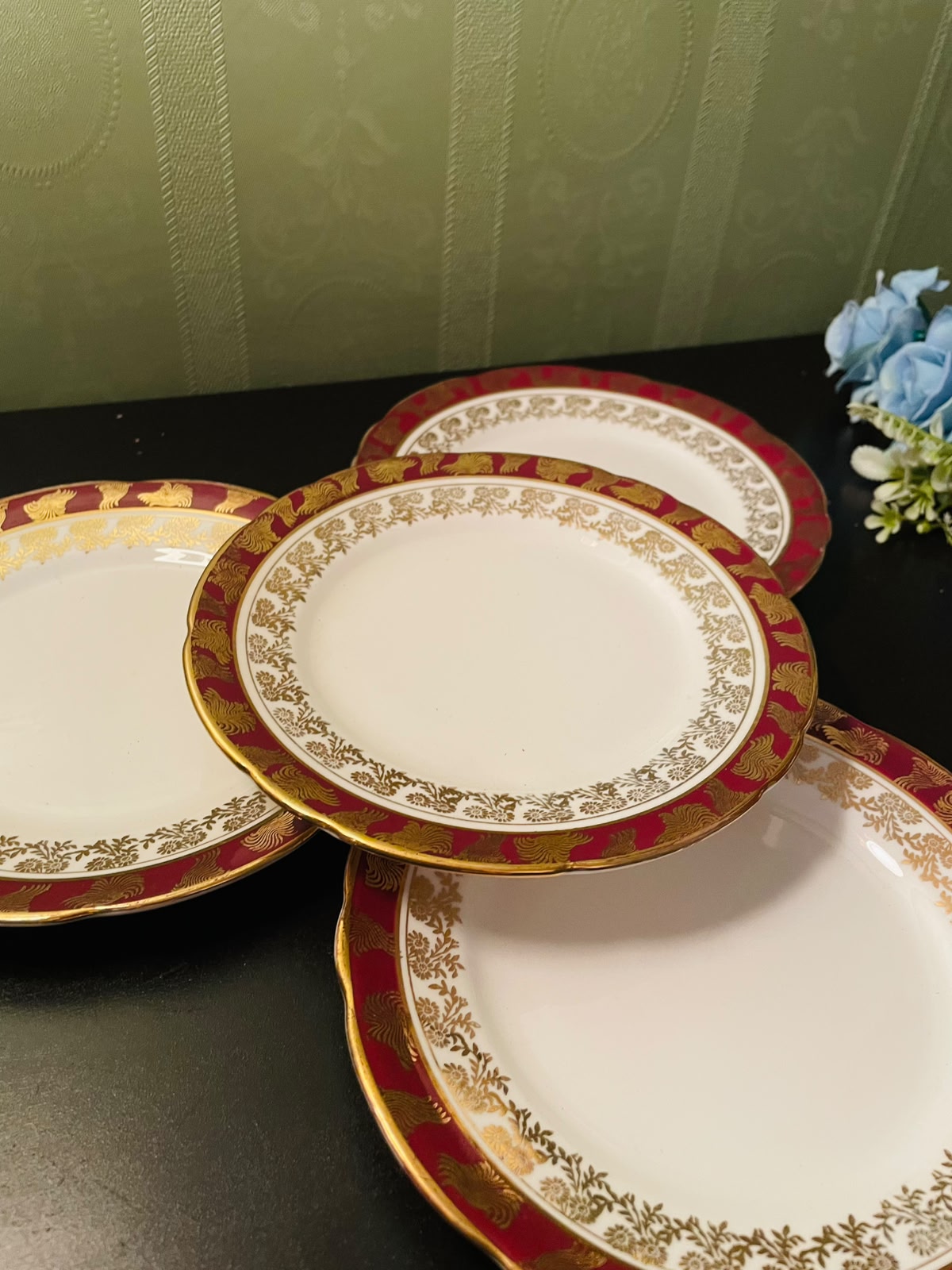 Royal Standard Red Gold Bone China Side Plates Set of 4