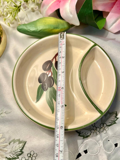 Hand Painted Deruta Italian Olive Design Divided Serving Bowl – 15cm