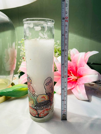 Illustrated Clear Crystal Candle Approx. 19 cm