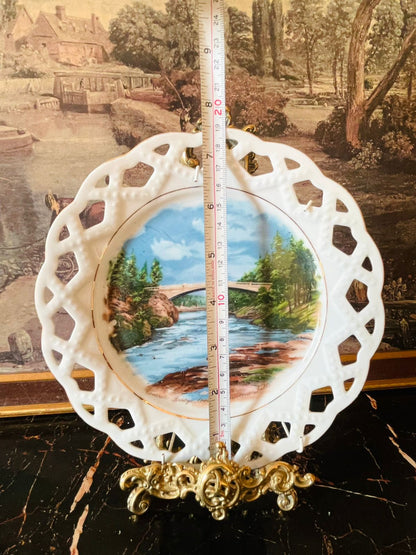 Vintage Reticulated Souvenir Plate – “Concrete Bridge, Lower Yellowstone Falls” Scenic Collector’s Plate