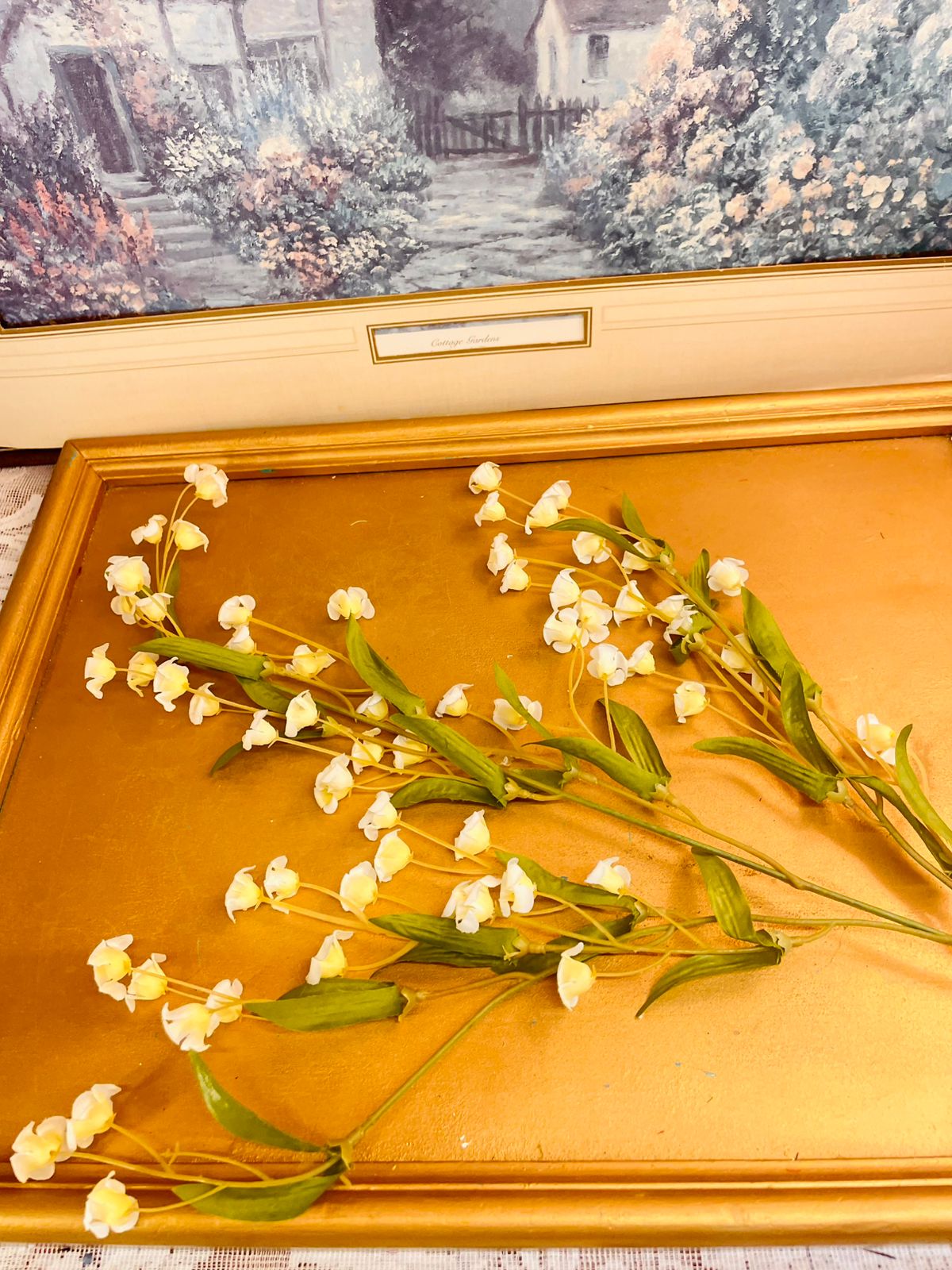Cream Lily of the Valley Artificial Floral Spray 26"