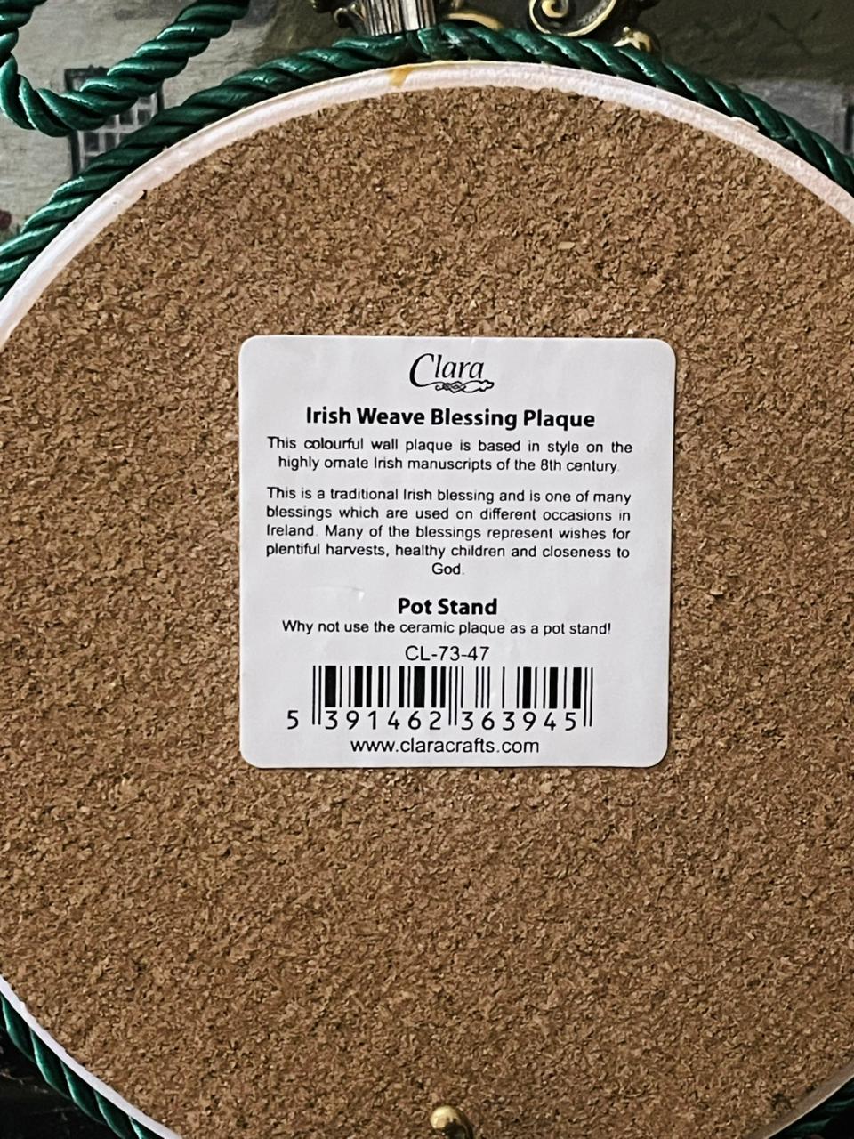 Clara Crafts Irish Weave Blessing Plaque – “An Irish Blessing” Celtic Wall Hanging