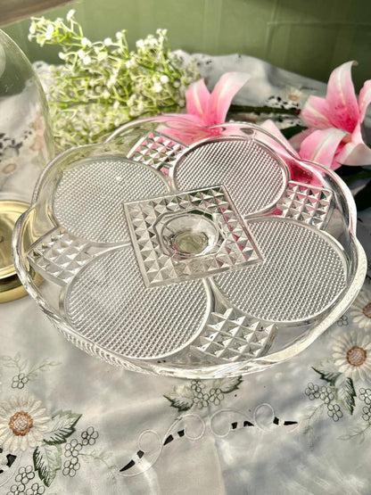 Vintage Clear Crystal Pedestal Serving Cake Platter – 10 Inch