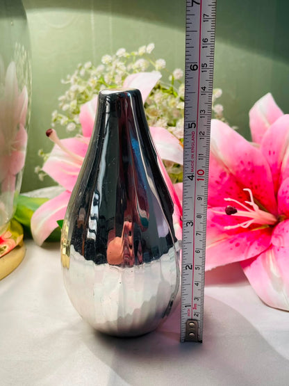 Silver-Tone Teardrop Decorative Vase Approx. 14 cm