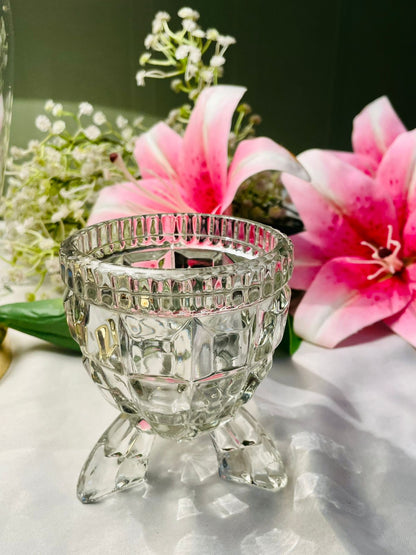 Clear Crystal Footed Decorative Bowl 4 in