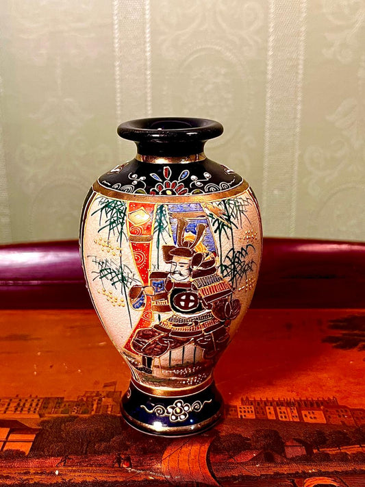 Vintage Japanese Satsuma Style Decorative Vase 6 Inch | Hand Painted Ceramic Vase