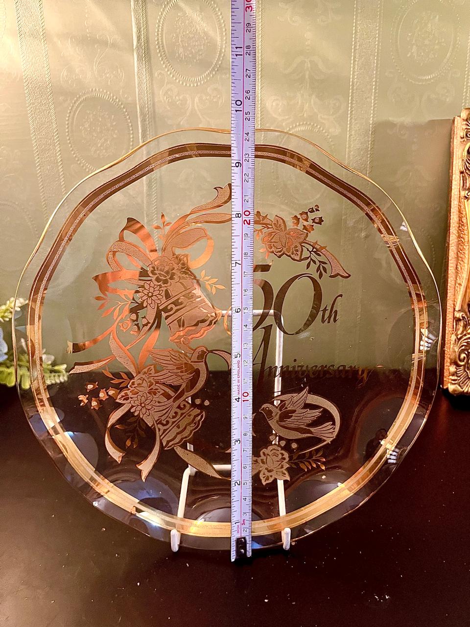 20th Anniversary Glass Decorative Plate 10 Inch