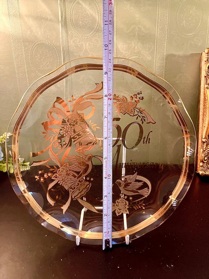 20th Anniversary Glass Decorative Plate 10 Inch