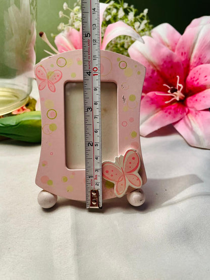 Pink Butterfly Mini Photo Frame 9 cm