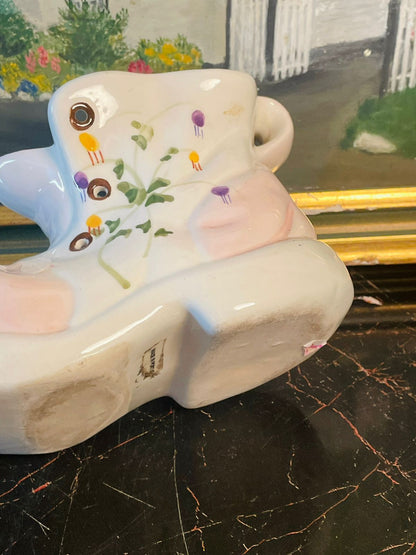 Vintage Ceramic Boot Planter ( 11cm ) – Hand-Painted Floral Design. ENGLAND