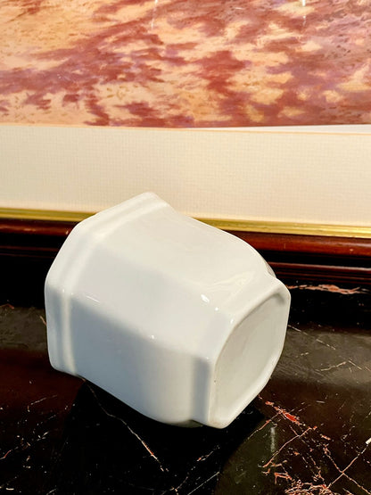 Vintage England White Ceramic Mini Planter – Square Pot