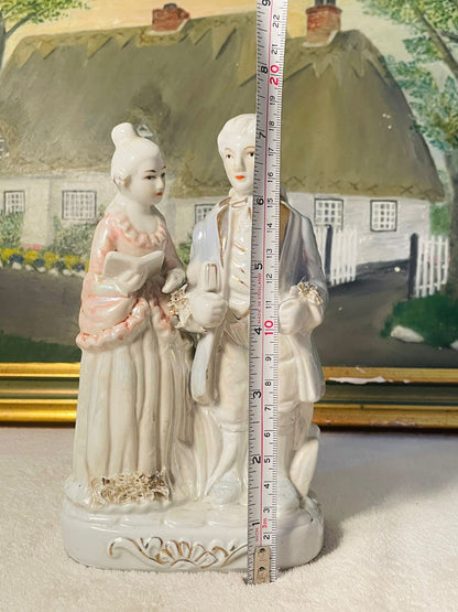 Vintage Lusterware Victorian Couple Figurine – Porcelain Romantic Scene –