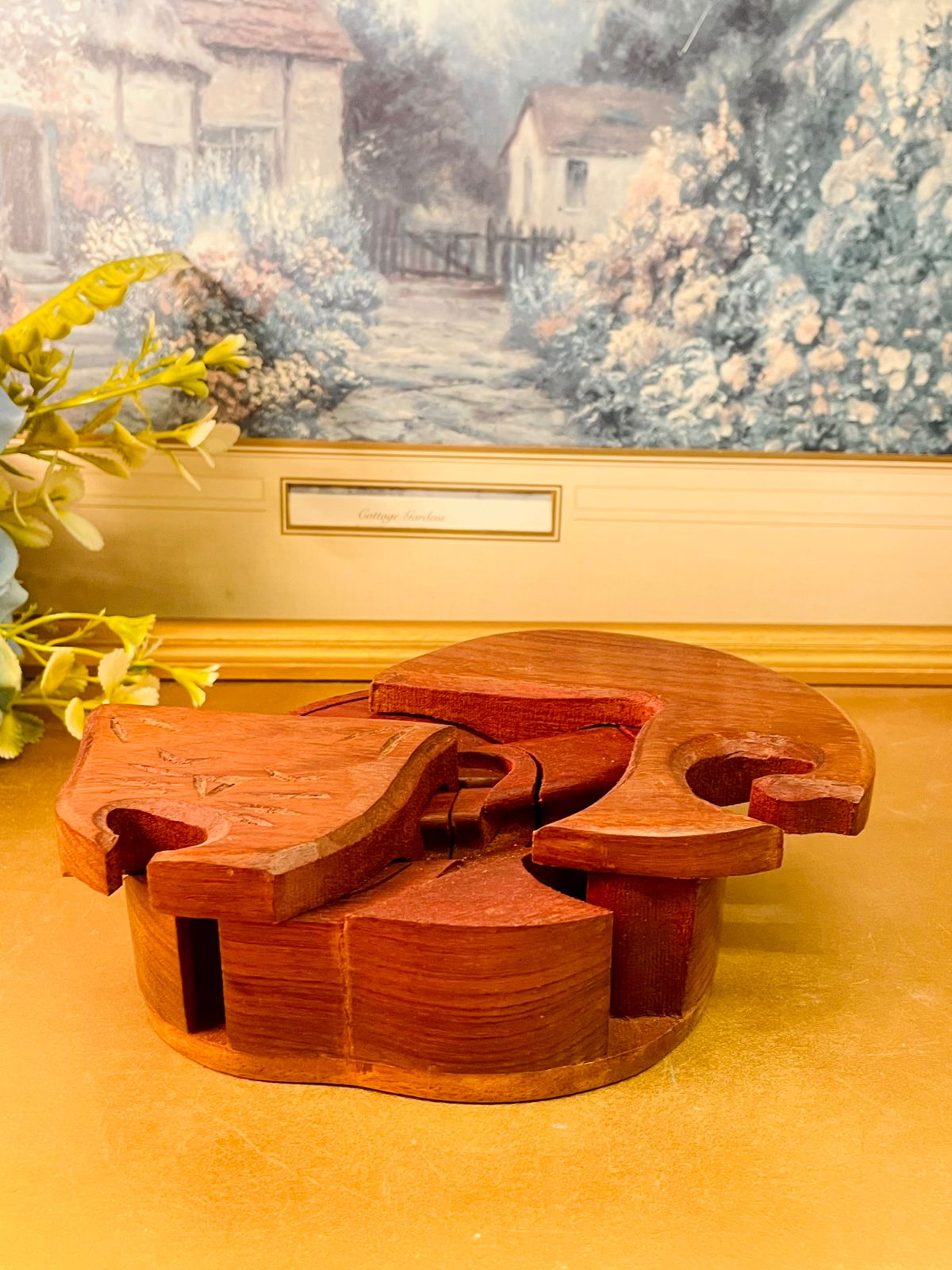 Wooden Cat Shaped Trinket Box Decorative Storage