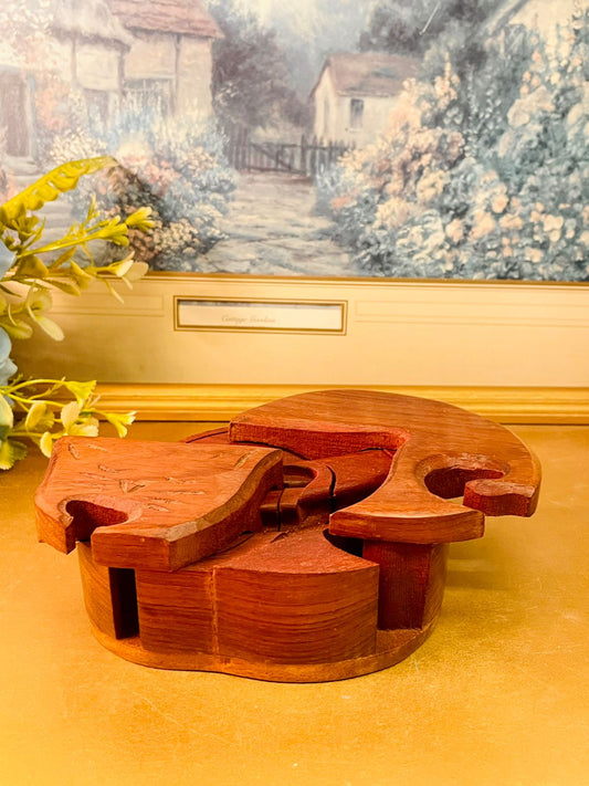 Wooden Cat Shaped Trinket Box Decorative Storage