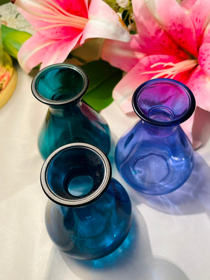 Coloured Crystal Bud Vases 3-Piece Set Approx. 11 cm