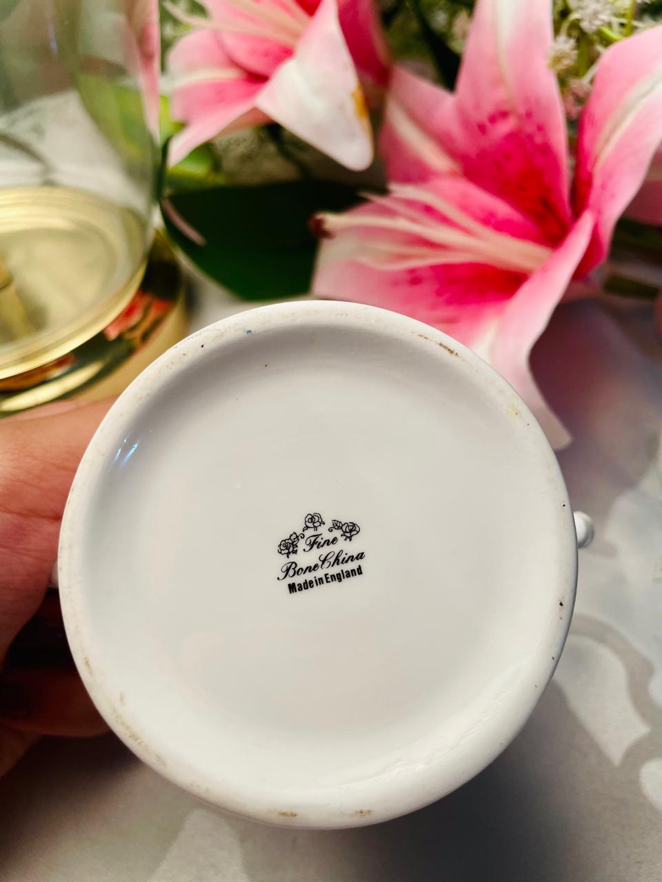 English Fine Bone China Floral Two-Handled Mug – Approx. 3.5 Inch