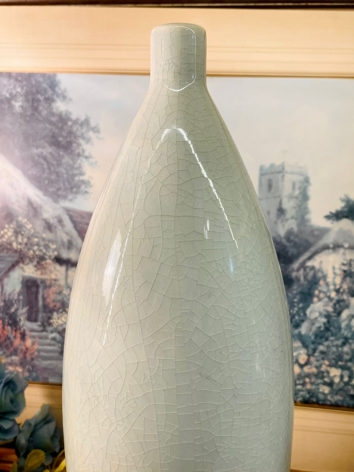 Tall Ceramic Vase Crackle Glaze Minimal Luxury Decor