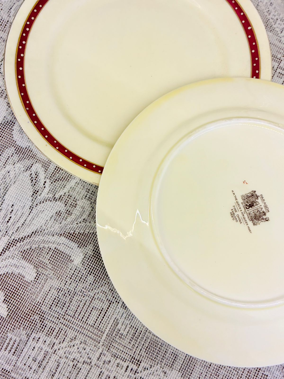 Vintage Red Trim Quarter Plates Set of 4 – Classic English Style