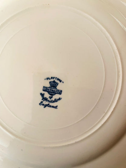 England Blue Pottery Plate by Staffordshire – “Playtime” 10 Inch Vintage Collectible