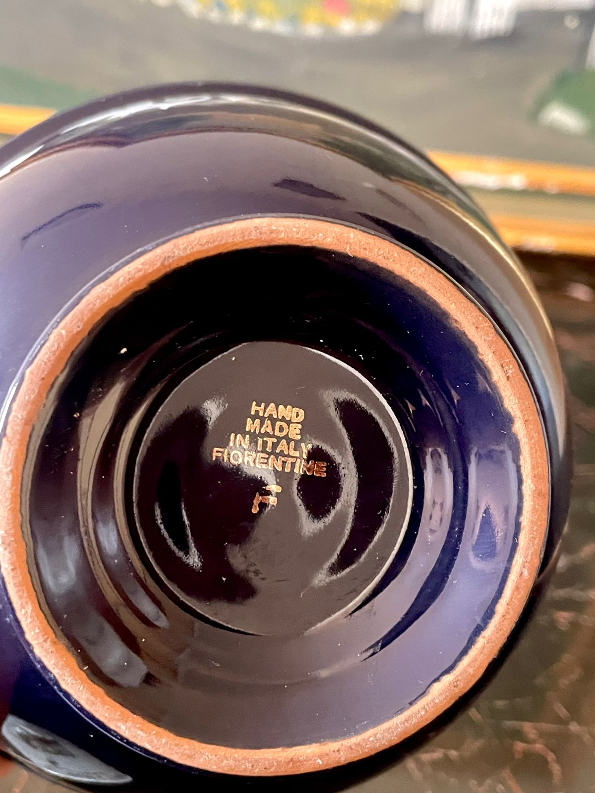 Handmade Italian Fiorentine Cobalt Blue Lidded Bowl – Classical Motif