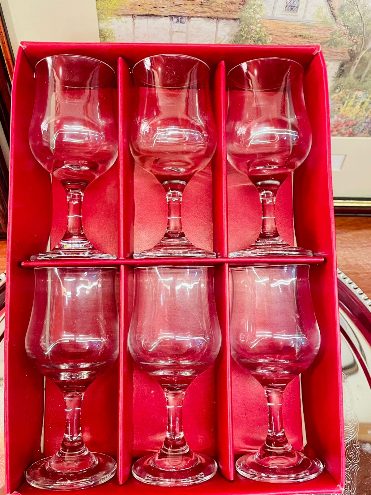 Vintage DEMA Sherry & Port Short Glasses Set of 6 – Fine Rim Crystal, With Box
