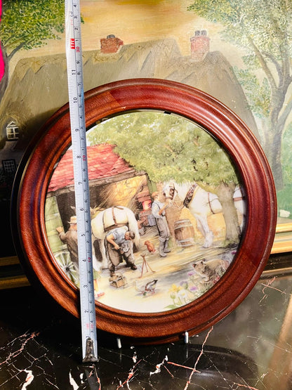 Vintage Royal Doulton Collector Plate "The Blacksmith" by Susan Neale – Limited Edition 1990 (with Wooden Frame) (26 cm)