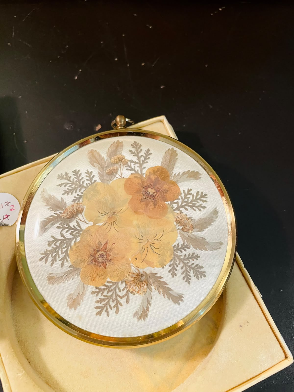 Vintage Pressed Flower Hanging Frame 6 Inch with Original Box