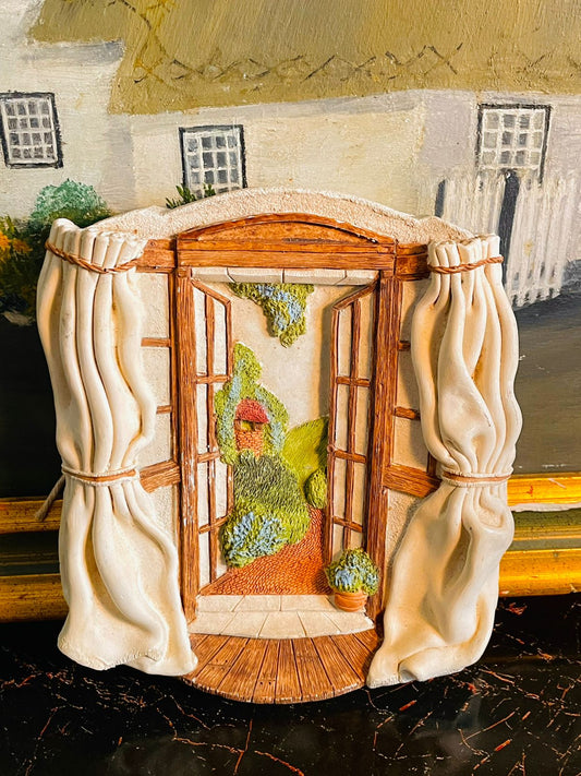 cottage decor, cottage core decor, window wall hanging, rustic home accent, 3D wall art, country home decor, vintage wall decor, garden theme decor, resin wall art, cozy home decorations