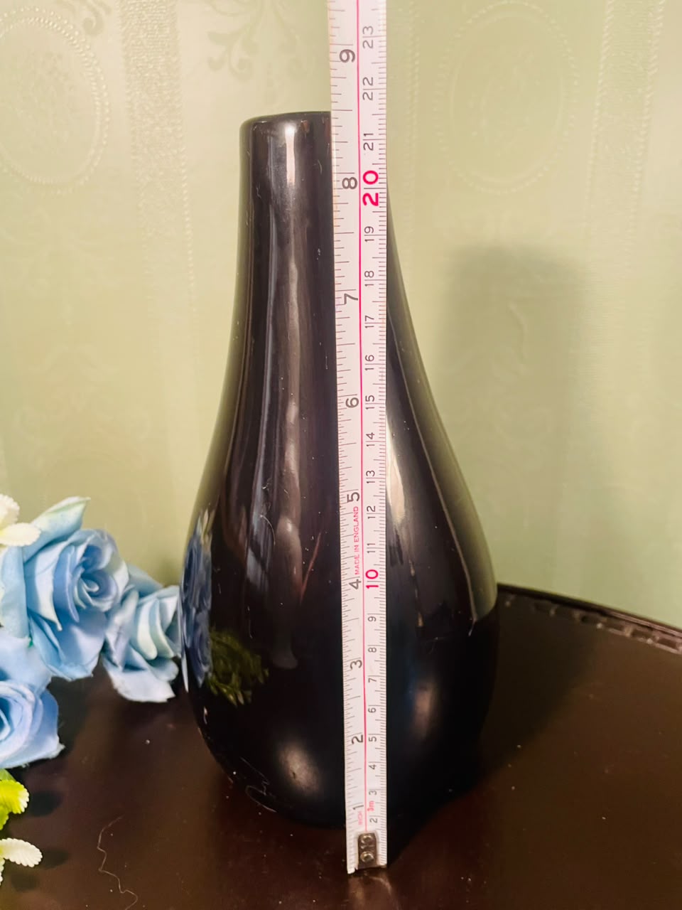 Large Black Decorative Crystal Floor Vase – 9 Inch Modern Statement Vase